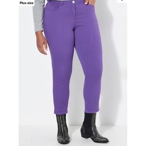 Ulla Popken‎ Angel of Style Womens Plus Size 24 Skinny Jeans Violet Purple New